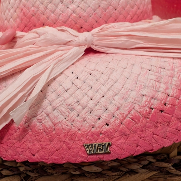 Vintage Coastal Headwear Pink Tea Stain Straw COWBOY HAT WESTERN cowgirl - Picture 4 of 10